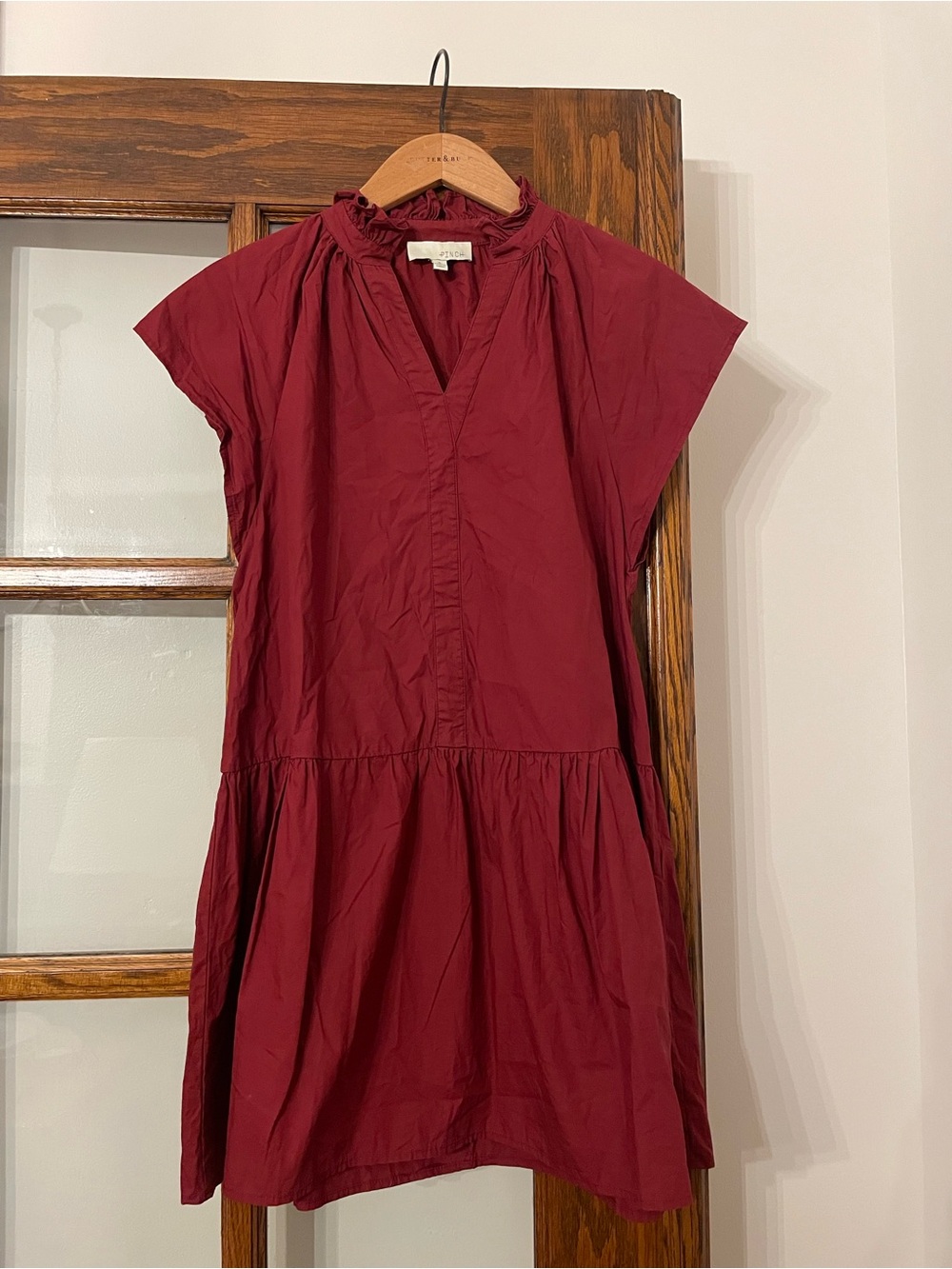 Burgundy Short Sleeve Tiered Dress